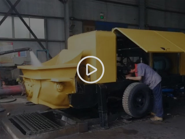 山東力源機(jī)械80混凝土泵出廠前打壓測試，杠杠的